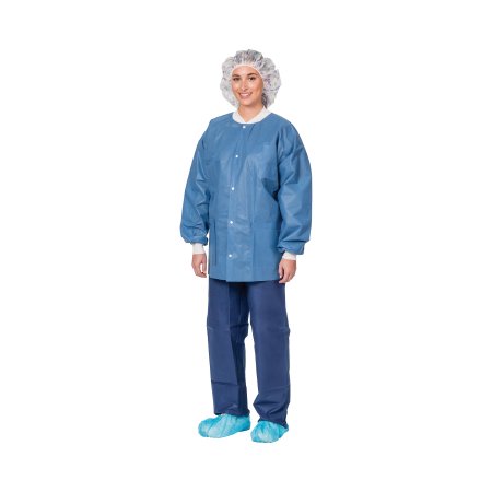 Aspen Surgical Products Warm-Up Jacket Precept® Periwinkle Medium Hip Length Disposable - Case of 30 - 1725M-CS
