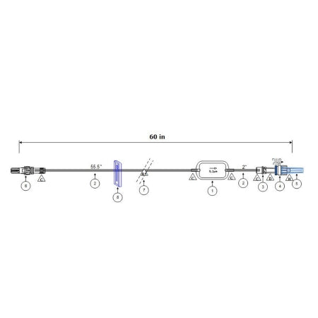 ICU Medical IV Extension Set ICU Small Bore 60 Inch Tubing With Filter - Case of 50 - B2227-CS
