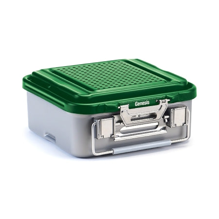 V. Mueller Sterilization Container Genesis® 5-1/3 X 11-4/5 X 12-2/5 Inch Outside Dimensions, 5-1/8 X 9-4/5 X 11-2/5 Inch Inside Dimensions - Each - CD1-5C-GREEN-EA