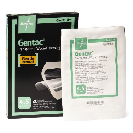 Medline Transparent Wound Dressing Gentac® 4 X 5 Inch 1 Tab Delivery Rectangle Sterile - Case of 100 - MSC1645-CS