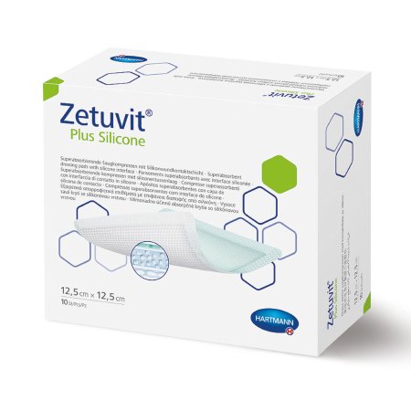 Hartmann Super Absorbent Dressing Zetuvit® Plus Silicone Non-Bordered 8 X 8 Inch Square - Box of 10 - 413117-BX