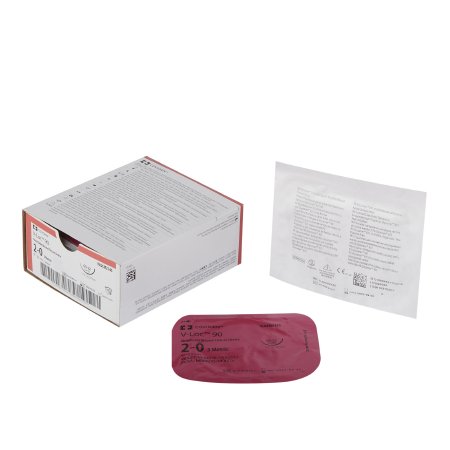 Medtronic MITG Absorbable Suture with Needle V-Loc™ 90 Wound Closure Device Polyester CT-2 1/2 Circle Taper Point Needle Size 2 - 0 Barbed Monofilament - Box of 1 - VLOCM2145-BX