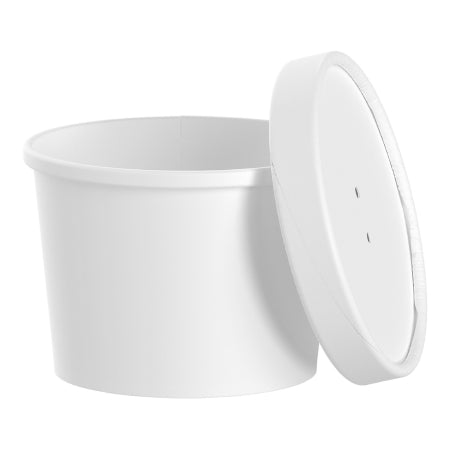 RJ Schinner Co Food Container with Lid Flexstyle® White Single Use Paper 3-1/5 Inch Dia X 2-4/5 Inch H - Case of 250 - KHSB12A-2050-CS