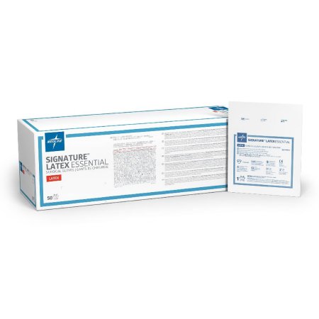 Medline Surgical Glove Signature™ Latex Essential Size 6.5 Sterile Latex Standard Cuff Length Smooth White Chemo Tested - Case of 200 - MSG5965-CS
