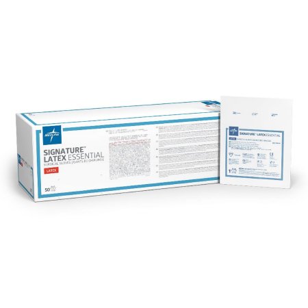 Medline Surgical Glove Signature™ Latex Essential Size 8 Sterile Latex Standard Cuff Length Smooth White Chemo Tested - Case of 200 - MSG5980-CS