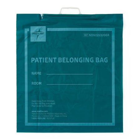 Medline Patient Belongings Bag 18 X 20 Inch Plastic Rigid Handle Closure Dark Green - Case of 250 - NON026320GR-CS