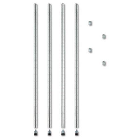 Alera® Stackable Posts For Wire Shelving, 36" High, Silver, 4/Pack - Pack of 1 - ALE-SW59PO36SR-PK