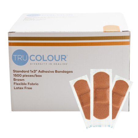 Tru-Colour Products LLC Adhesive Strip Tru-Colour® 1 X 3 Inch Fabric Rectangle Brown Sterile - Case of 6000 - TCB-NB1500-CS