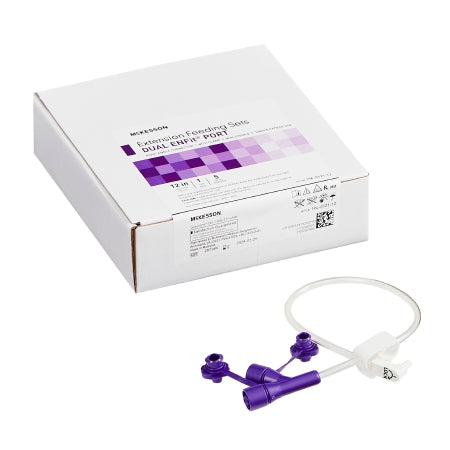 McKesson Enteral Feeding Extension Set McKesson 12 Inch, Enfit, Y-Port, Right Angle Connector and Clamp, NonSterile - Each - 194-0121-12-EA