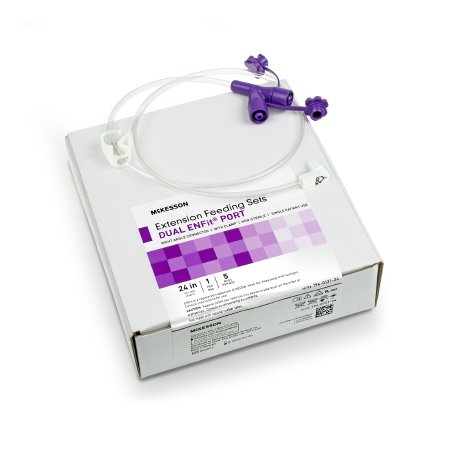 McKesson Enteral Feeding Extension Set McKesson 24 Inch, Enfit, Y-Port, Right Angle Connector and Clamp, NonSterile - Each - 194-0121-24-EA