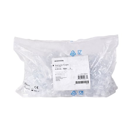 McKesson Sample Cup McKesson 0.25 mL, Clear, 14 X 16 mm, Without Caps - Case of 10000 - 177-110711-CS