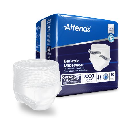 Attends Healthcare Products Unisex Adult Absorbent Underwear Attends® Bariatric Pull On with Tear Away Seams 3X-Large Disposable Heavy Absorbency - Case of 40 - AU60-CS