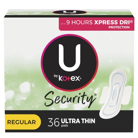Kimberly Clark Feminine Pad U by Kotex Security Ultra Thin with Wings Regular Absorbency - Case of 216 - 53631-CS