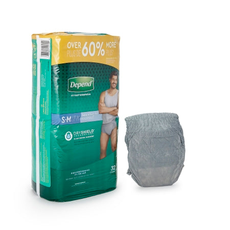Kimberly Clark Male Adult Absorbent Underwear Depend® FIT-FLEX® Pull On with Tear Away Seams Small / Medium Disposable Heavy Absorbency - Case of 64 - 53748-CS