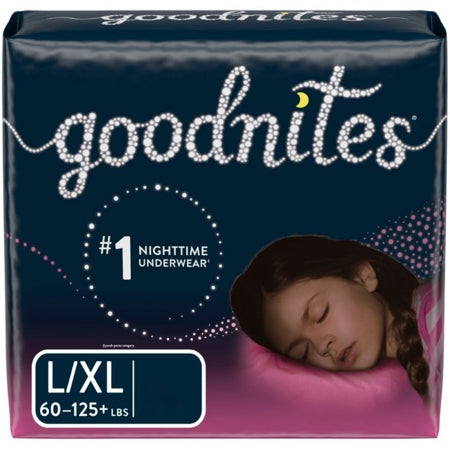 Kimberly Clark Female Youth Absorbent Underwear GoodNites® Pull On with Tear Away Seams Size 6 / X-Large Disposable Heavy Absorbency - Pack of 9 - 53382-PK