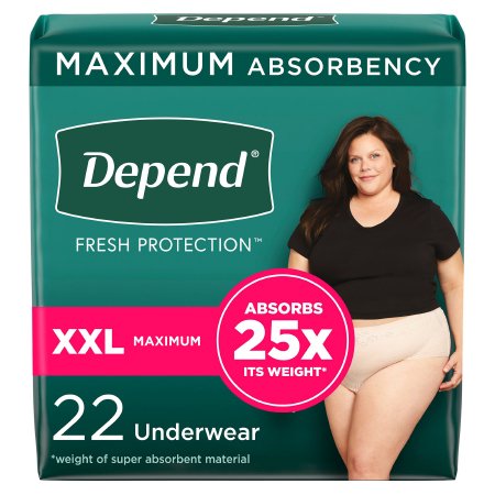Kimberly Clark Female Adult Absorbent Underwear Depend® FIT-FLEX® Pull On with Tear Away Seams 2X-Large Disposable Heavy Absorbency - Pack of 22 - 53306-PK