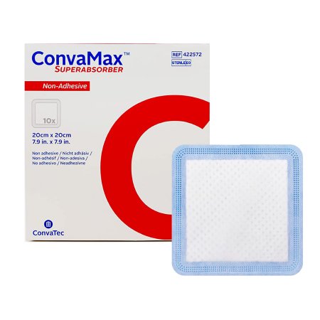 ConvaTec Super Absorbent Dressing ConvaMax™ Superabsorber 8 X 8 Inch Square - Box of 10 - 422572-BX