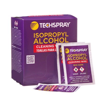 VWR International Techspray Surface Disinfectant Cleaner Premoistened Manual Pull Wipe 50 Count Individual Packet Alcohol Scent NonSterile - Case of 10 - 14216-032-CS