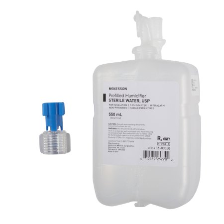 McKesson McKesson Humidifier Bottle with Adapter 550 mL Sterile Water Universal - Case of 12 - 16-00550-CS