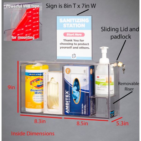 Poltex Inc Sanitizing Station Poltex Floor Standing 4 Pockets Clear 53 Inch Height Powder Coated Steel and Acrylic - Each - SANSTAT17-T-EA