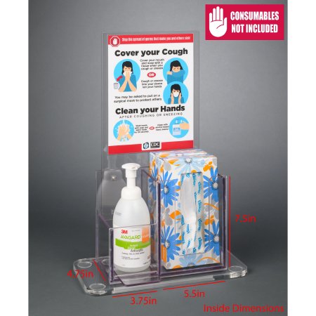 Poltex Inc Respiratory Hygiene Stand Poltex Counter Top Clear 9-1/4 X 4-3/4 X 7-1/2 Inch PETG - Each - RESPH-CT-DCL-EA