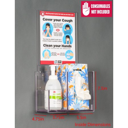 Poltex Inc Respiratory Hygiene Station Poltex Wall Mount Clear 9-1/4 X 7-1/2 X 4-3/4 Inch PETG - Each - RESPH-W-DCL-EA