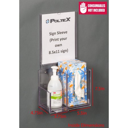 Poltex Inc Respiratory Hygiene Station with Sign Sleeve Poltex Wall Mount Clear 9-1/4 X 7-1/2 X 4-3/4 Inch PETG - Each - RESPH-W-SLV-EA