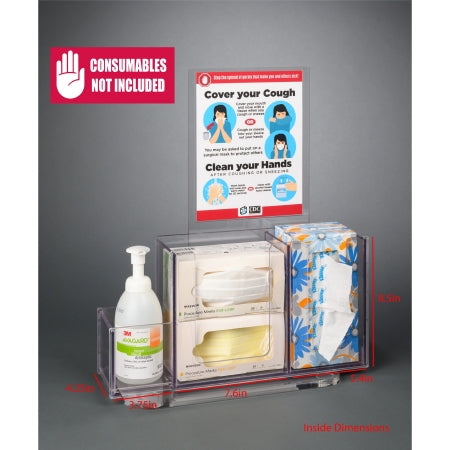 Poltex Inc Respiratory Hygiene Station I Poltex Counter Top Clear 4-1/4 X 3-3/4 X 7.6 X 5.4 X 8-1/2 Inch PETG - Each - RESPI-CT-DCL-EA