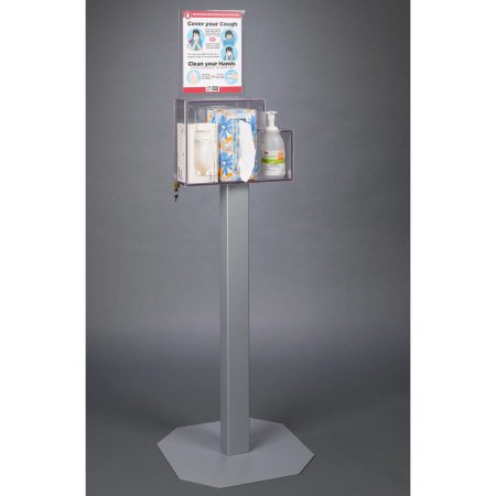 Poltex Inc Respiratory Hygiene Station Poltex Floor Standing Clear 4-1/4 X 3-3/4 X 7.6 X 5.4 X 8-1/2 Inch PETG - Each - RESPG-3STL-DCL-EA