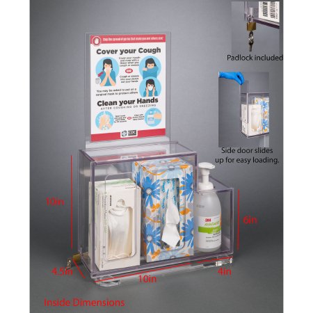 Poltex Inc Locking Respiratory Hygiene Station Poltex Floor Standing Clear 10 X 4-1/2 X 10 X 4 X 6 Inch PETG - Each - RESPG-CT-DCL-EA