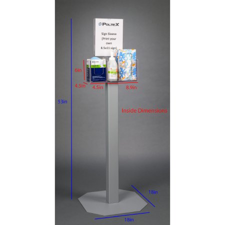 Poltex Inc Respiratory Hygiene Station Poltex Floor Standing Clear 6 X 4-1/2 X 4-1/2 X 8.9 Inch PETG - Each - RESPQ-3STL-SLV-EA