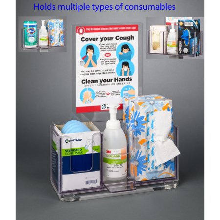 Poltex Inc Respiratory Hygiene Station Poltex Counter Top Clear 6 X 4-1/2 X 4-1/2 X 8.9 Inch PETG - Each - RESPQ-CT-DCL-EA
