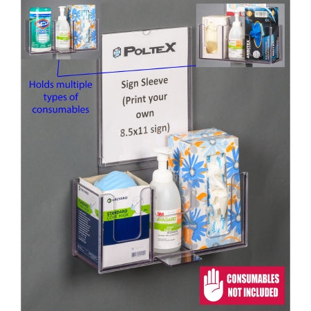Poltex Inc Respiratory Hygiene Station Poltex Wall Mount Clear 6 X 4-1/2 X 4-1/2 X 839 Inch PETG - Each - RESPQ-W-SLV-EA