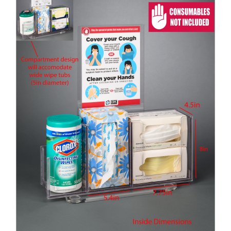 Poltex Inc Respiratory Hygiene Station Poltex Counter Top Clear 5.4 X 7-3/4 X 8 Inch PETG - Each - RESPU-CT-DCL-EA