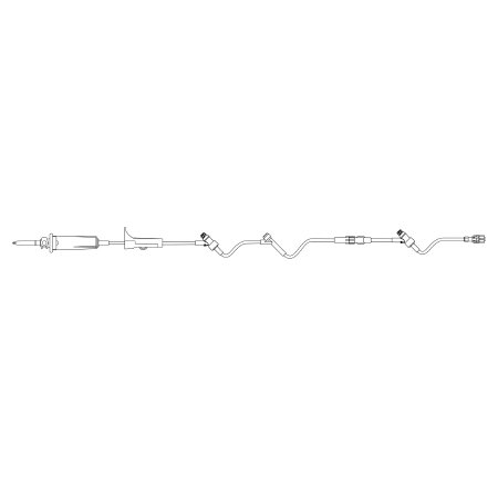 B. Braun Primary IV Administration Set with Extension Set SafeDay™ Gravity 3 Ports 10 Drops / mL Drip Rate Without Filter 92 Inch Tubing Solution - Case of 50 - 352632-CS