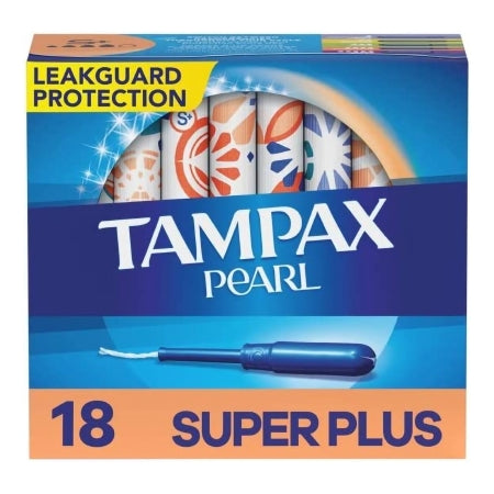 Procter & Gamble Tampon Tampax® Pearl Super Plus Absorbency Plastic Applicator Individually Wrapped - Box of 18 - 07301047905-BX
