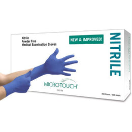 Microflex Medical Exam Glove Micro-Touch® Large NonSterile Nitrile Standard Cuff Length Textured Fingertips Blue Chemo Tested - Case of 1000 - 313029090-CS