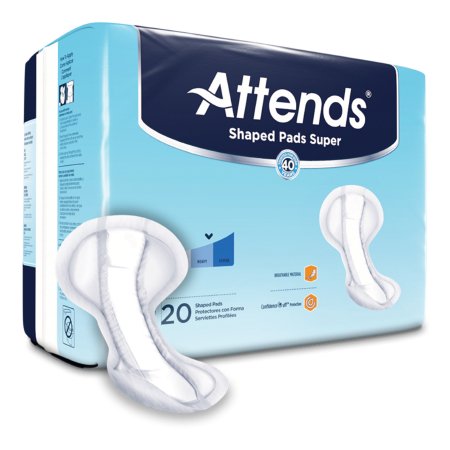 Attends Healthcare Products Bladder Control Pad Attends® Shaped Pads Super 13 X 27.2 Inch Heavy Absorbency Polymer Core One Size Fits Most - Case of 80 - SPSA-CS