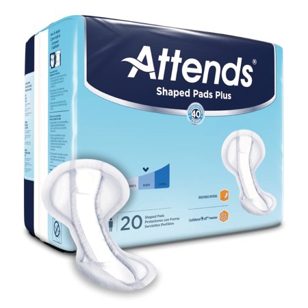 Attends Healthcare Products Bladder Control Pad Attends® Shaped Pads Super Plus 12 X 25-1/2 Inch Heavy Absorbency Polymer Core One Size Fits Most - Pack of 20 - SPDPA-PK