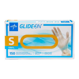 Medline Exam Glove Glide-On Small NonSterile Vinyl Standard Cuff Length Smooth Clear Not Rated - Case of 1500 - GLIDE511-CS