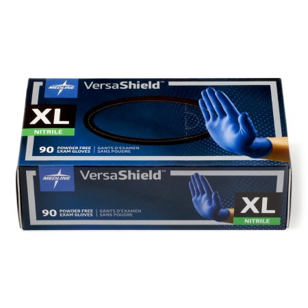 Medline Exam Glove VersaShield™ X-Large NonSterile Nitrile Standard Cuff Length Textured Fingertips Blue Chemo Tested / Fentanyl Tested - Case of 900 - VS311XL-CS