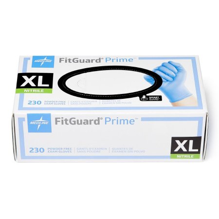 Medline Exam Glove FitGuard™ Prime X-Large NonSterile Nitrile Standard Cuff Length Textured Fingertips Blue Chemo Tested - Case of 2300 - FG2304-CS