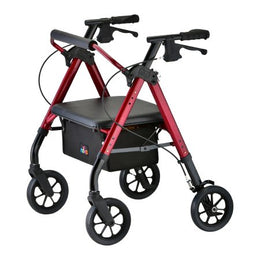 Nova Ortho-Med 4 Wheel Rollator New Star HD Petite Red Adjustable Height / Folding Aluminum Frame - Each - 4279RD-EA