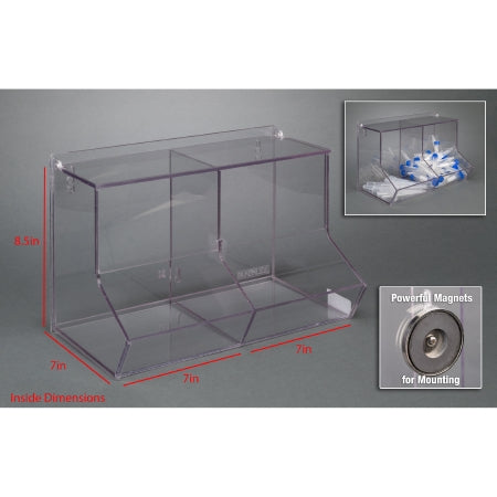 Poltex Inc Two Compartment Bulk Bin with Lid Poltex® Clear PETG 7 X 7 X 7 X 8-1/2 Inch - Each - BLKBNLIDL-M-EA