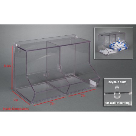 Poltex Inc Two Compartment Bulk Bin with Lid Poltex® Clear PETG 7 X 7 X 7 X 8-1/2 Inch - Each - BLKBNLIDL-W-EA