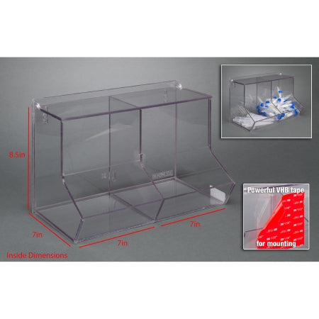Poltex Inc Two Compartment Bulk Bin with Lid Poltex® Clear PETG 7 X 7 X 7 X 8-1/2 Inch - Each - BLKBNLIDL-T-EA