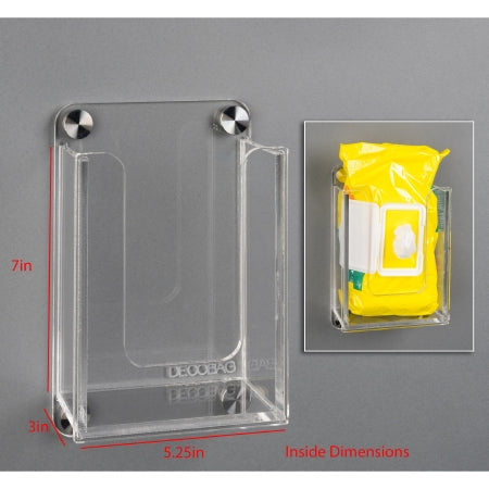 Poltex Inc Wipe Pack Holder Poltex® DECO Clear Acrylic 1 Softpack Wall Mount - Each - DECOBAG-W-EA