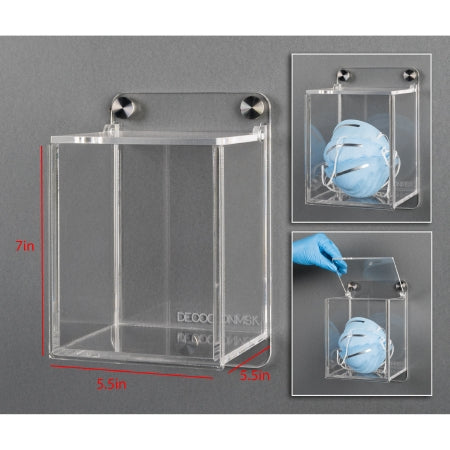Poltex Inc Cone Mask Holder with Lid Poltex Wall Mount Stack of Cone Masks Clear 5-1/2 X 7 X 5-1/2 Inch PETG - Each - DECOCONMSK-W-EA