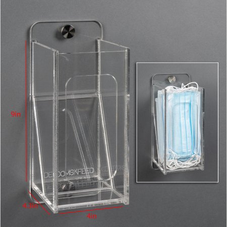 Poltex Inc Bulk Mask Dispenser Poltex Wall Mounting Masks Clear 9 X 4.3 X 4 Inch Acrylic - Each - DECOMSKFEED-W-EA