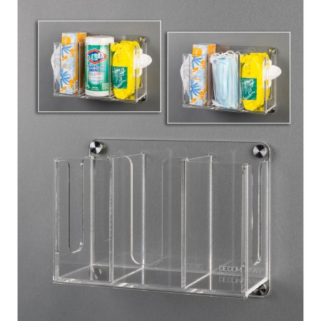 Poltex Inc Mask / Wipe Holder Poltex Wall Mount Clear 7-1/2 X 3-1/2 X 4-1/2 Inch Acrylic - Each - DECOMSKWIP-W-EA